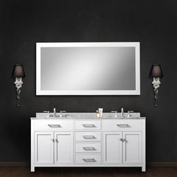 Daston White 60 inch Double Sink Bathroom Vanity Marble Countertop - Bathroom Vanities And Sink Consoles