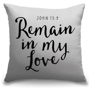 "John 15:9 - Scripture Art in Black and White" Outdoor Pillow 20"x20"