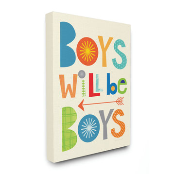 Stupell Industries Boys Will Be Boys Multi-Color With Arrow, 30"x40" , Canvas