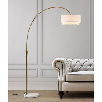 Elan Arch Floor Lamp, Antique Brass/White