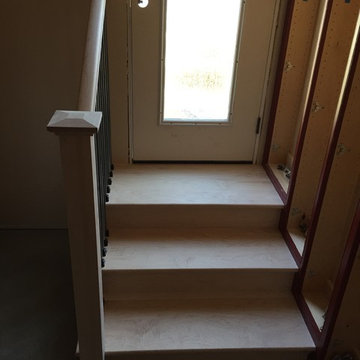 Small simple railing with full maple treads & risers.
