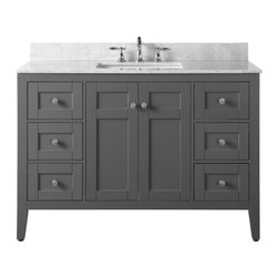 Ancerre Designs - Maili Vanity Set, Sapphire Gray, 48", Brushed Nickel Hardware, Without Mirror - Bathroom Vanities And Sink Consoles