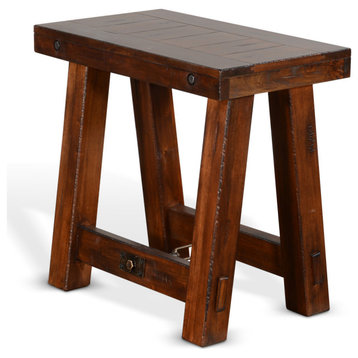 16" Narrow Rectangular Dark Distressed Stain Wood End Side Accent Table