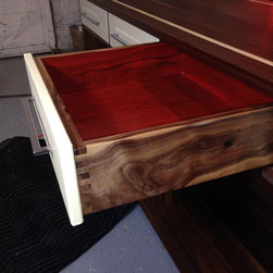 custom walnut with red stained drawers - Buffets And Sideboards