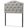 Myra Fabric Upholstered Button-Tufted Scalloped Twin Headboard, Gray