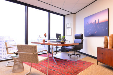 Example of a minimalist home office design in Dallas
