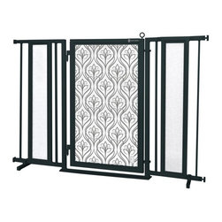 Fusion Gates - 52"-60" Black Fusion Gate with Satin Harvest Design - Dog Gates