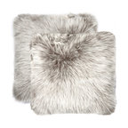 Belton Faux Fur Pillows, Set of 2, Gray, 18"x18"