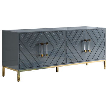 Junior Gold Plated Accent Sideboard, Gray