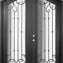 Valencia 72x96  Arch Top Forged Iron Double Door 14 Gauge Steel - Front Doors