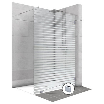 Fixed Shower Screens With Lines Design, Semi-Private, 43-1/2" X 75"