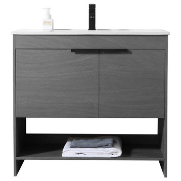 Phoenix Bath Vanity With Ceramic Sink Full assembly Required, Classic Grey, 36"