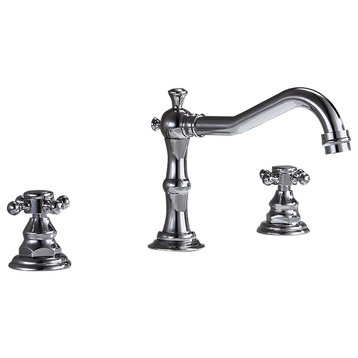 Traditional Double Handle Bathroom Widespread Sink Faucet Victorian Spout, Chrome