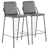 Lumisource Stefani Counter Stools, Black Metal With Gray Faux Leather, Set of 2