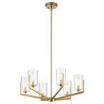 Kichler - Kichler Nye 14.75" 6 Light Chandelier, Clear Glass, Natural Brass - The Nye 14.75in. 6 light chandelier features a mid century modern design in Brushed Natural Brass and clear glass. A perfect addition in several aesthetic environments including contemporary and transitional.