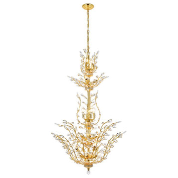 Elegant V2011G54G/RC Orchid 25 Light Gold Chandelier Clear Royal Cut Crystal