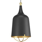 Progress Lighting - Era 1-Light Pendant - Era's carefully crafted details and special eclectic accents achieve a vintage electric feel. One-light mini-pendant is in a Black finish with gold leaf accents and a cloth covered cord. Uses (1) 75-watt medium bulb (not included).