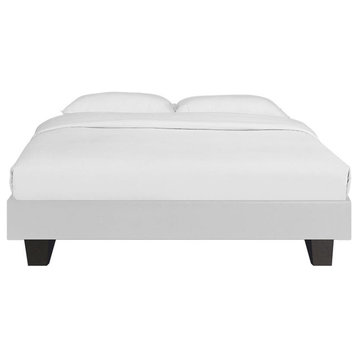 Camden Isle Acton Upholstered White Faux Leather King Platform Bed
