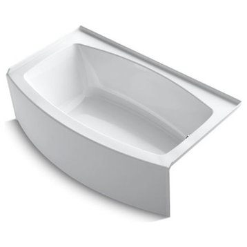 Kohler Expanse 60" X 30-36" Curved Alcove Bath w/ Right-Hand Drain, White