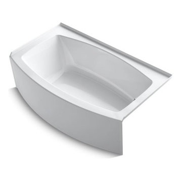 Kohler Expanse 60" X 30-36" Curved Alcove Bath w/ Right-Hand Drain, White