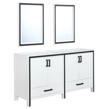 60 inch White Double Vanity with no Top and 22 inch Mirrors