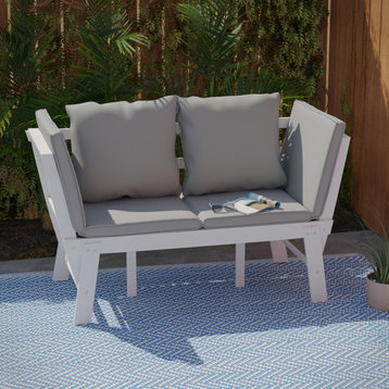 Willow Outdoor Convertible Lounge Chair White With Gray Cushions