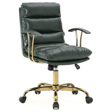 LeisureMod Regina Modern Padded Leather Adjustable Executive Office Chair...