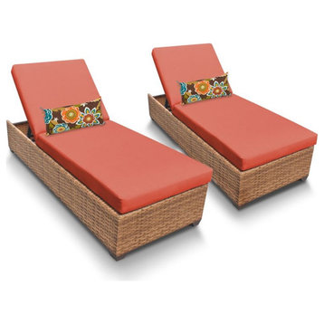 TK Classics Laguna Patio Chaise Lounge in Orange (Set of 2)
