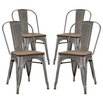 Promenade Dining Side Chairs Steel Set of 4, Gunmetal