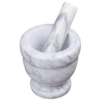 Creative Home Gray Marble Stone Mortar and Pestle 2-Piece Set, 4"x4"