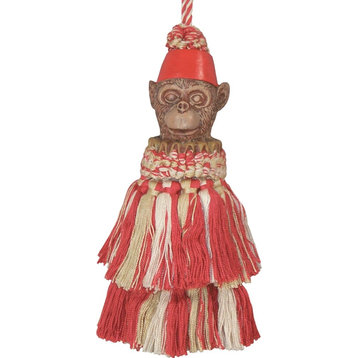 Tassel Monkey Red Pair Cast Resin Poly Rayon Hand-Painted Pain