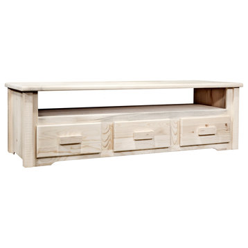Montana Woodworks Homestead Wood Entertainment Center in Natural Lacquered