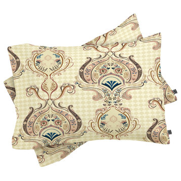 Pimlada Phuapradit Pink And Off White Floral Damasks Pillow Shams, Queen
