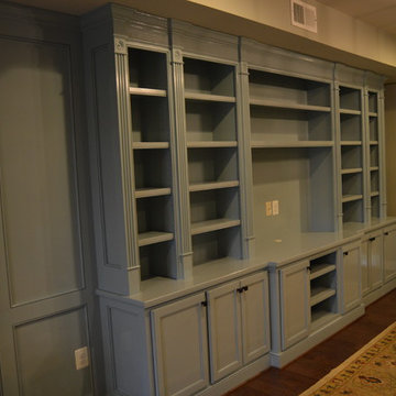 Built-In Cabinetry : Entertainment Center & Desk Workstation with Wainscoting