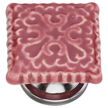 Ceramic Knob, 1-1/2 '' Square Decorative Hardware Pink Drawer Cabinet Knobs