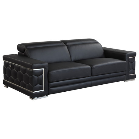 Rome Contemporary Genuine Italian Leather Sofa Black