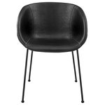 Euro Style - Zach Armchair With Black Leatherette and Black Steel Frame and Legs Set of 2 - Armchair with Black Leatherette and Matte Black Powder Coated Steel Frame and Legs - Set of 2