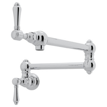 Rohl Italian Kitchen Double-Lever Handle Kitchen Pot Filler, Polished Chrome
