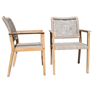 Wheat Rope and Antique Wash Eucalyptus Dining Chair, Set of 2