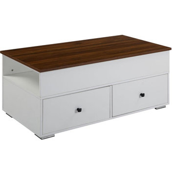 ACME Aafje Coffee Table in White & Walnut Finish