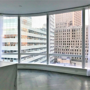 111 Murray St- Battery Operated Shades and Curved Drapery