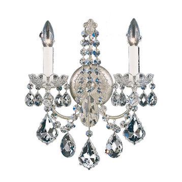 New Orleans 2 Light Wall Sconce Antique Silver Crystals Swarovski