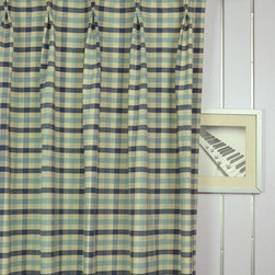 Paroo Cotton Blend Small Check Double Pinch Pleat Curtains & Drapes Heading Styl - Curtains
