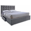 Sarter Upholstered King Storage Bed with Drawers in Gray
