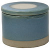 Sagebrook Home Round Blue Glazed Box Jar