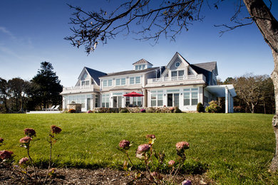 Example of a beach style exterior home design in Boston
