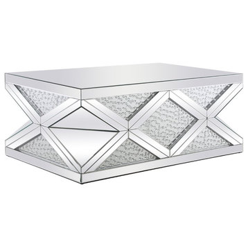 Elegant Decor Modern 47.5" Royal Cut Crystal Mirrored Accent Coffee Table