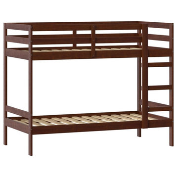 Walker Edison Twin Over Twin Simple Solid Wood Bunk Bed - Espresso