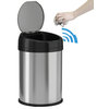iTouchless 8 Gallon Round Sensor Trash Can, Stainless Steel, Home or Office, 8 G