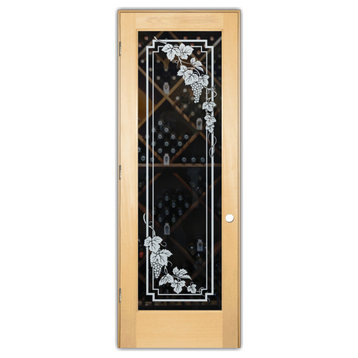 Wine Door - Vineyard Grapes Cascade - Maple - 32" x 80" - Knob on Right -...